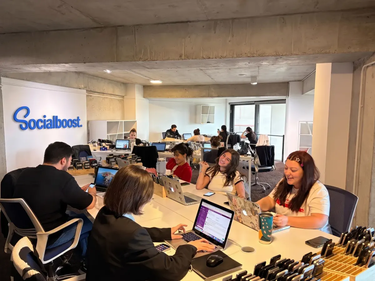 The Social Boost office with Growth Managers at their desks